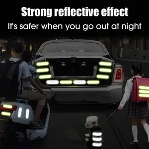 50-Pack Fluorescent Glow-in-the-Dark Reflective Safety Stickers - Waterproof Self-Adhesive PVC Tape with Strong Adhesive Backing, Neon Green & Red Colors for Cars, Motorcycles, Bicycles, Helmets - All-Weather Durable Nighttime Visibility,