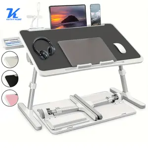 Adjustable Lap Desk with 3 USB Ports , Laptop Stand Bed Tray with Mini Fan/Light, Foldable Laptop Desk with Storage Drawer,Storage Drawer and Cup Holder, for Bed/Couch Working, Reading  Mother's Day Gifts #Summervibes