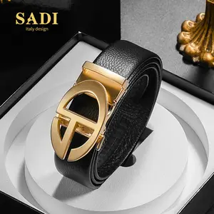 Men's Genuine Leather Belt with Italy Design Buckle - Stylish Simple Design for Everyday Wear - High-Quality Italian Leather