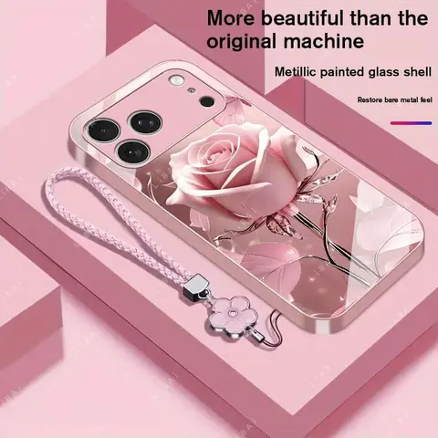 Suitable for [iPhone 17 Pro Max] high-end phone case，a beautiful four-leaf clover lanyard is included,exquisite and high-end design,a variety of colors are available for you to choose from YM99