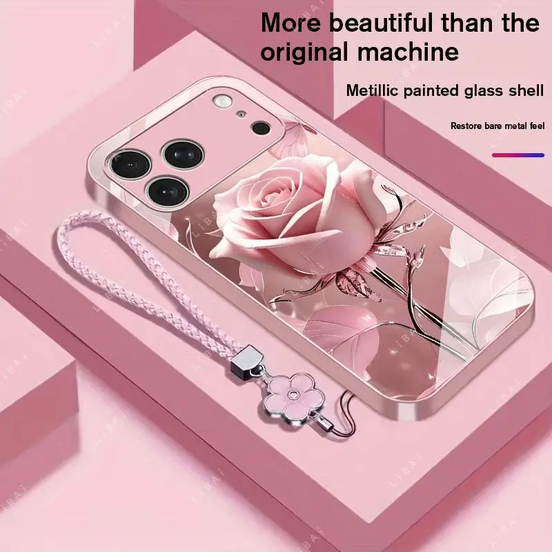 Suitable for [iPhone 17 Pro Max] high-end phone case，a beautiful four-leaf clover lanyard is included,exquisite and high-end design,a variety of colors are available for you to choose from YM99