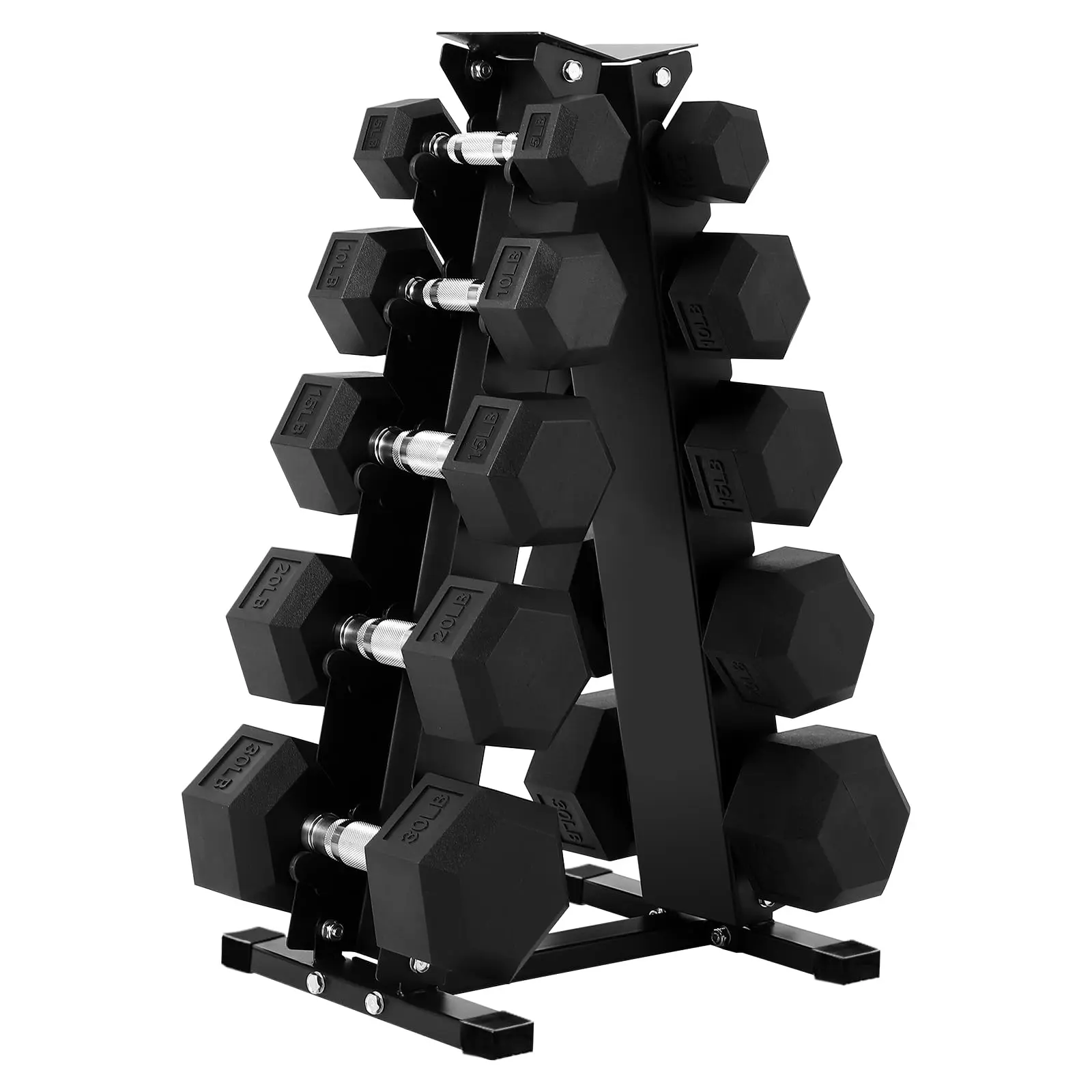 5-Tier Dumbbell Rack Stand Only, Weight Rack for Dumbbells Compact A-Frame Home Gym Space Saver， Carbon Steel Weight Dumbbell Storage Organizer