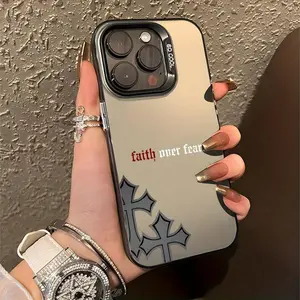 Faith Over Fear Crucifix Christian Faith Hope Love Case for iPhone 17 Air 16 Pro Max 15 Plus 14 13 12 11 XS XR  Pattern Shockproof Silicone PC Back Protective Smartphone Cover Gifts for women men girls boys