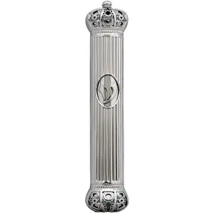 Plastic Mezuzah 12cm With Rubber Cork- Crown Series - Silver