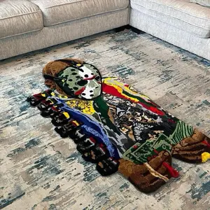 Handmade Retro Rap Legend Slasher Tufted Rug - Counting Cash Plush Accent Mat