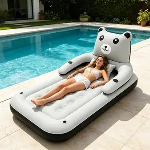Inflatable Air Sofa Bed with Removable Headrest, Comfort Pillows & Side Cup Holders – Fashion Decor Photo Prop Collapsible Blow-Up Lounge Mattress for Indoor Outdoor Camping Garden Home Daily Rest Inflatable Furniture