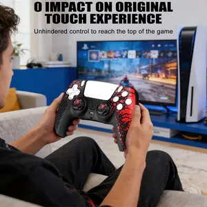 Spider Theme Ps5 Controller Set with Joystick Cap and Stickers, Must-Have Gaming Peripheral for Esports Players, Trendy Accessory
