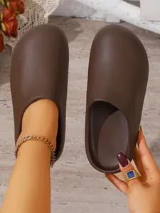 2026 New Summer Women's Closed-Toe Slippers, Waterproof PU Leather Upper, Soft Rubber Sole, Comfortable and Versatile, Less Than Ankle Height