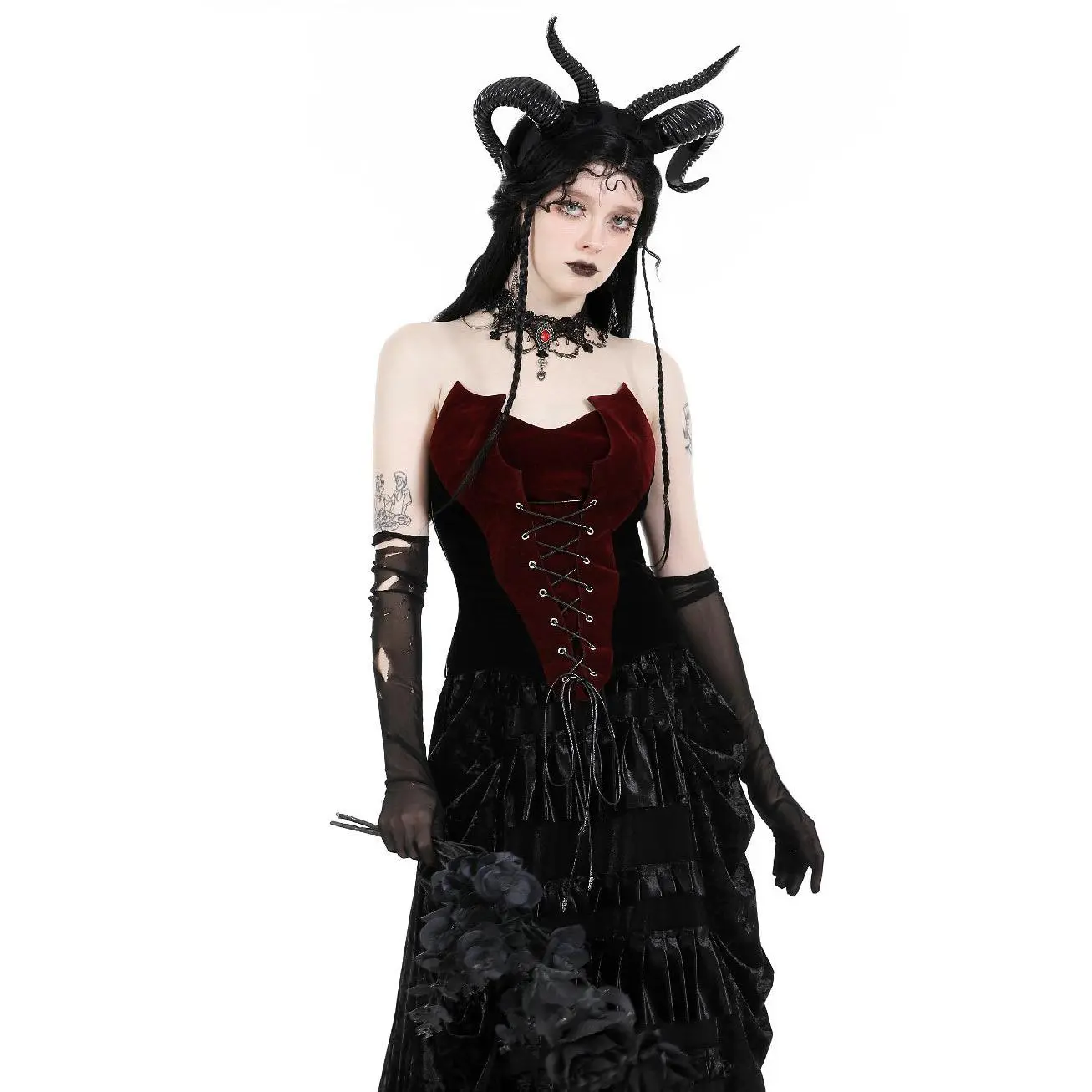 Romantic Goth Velvet Corset Top