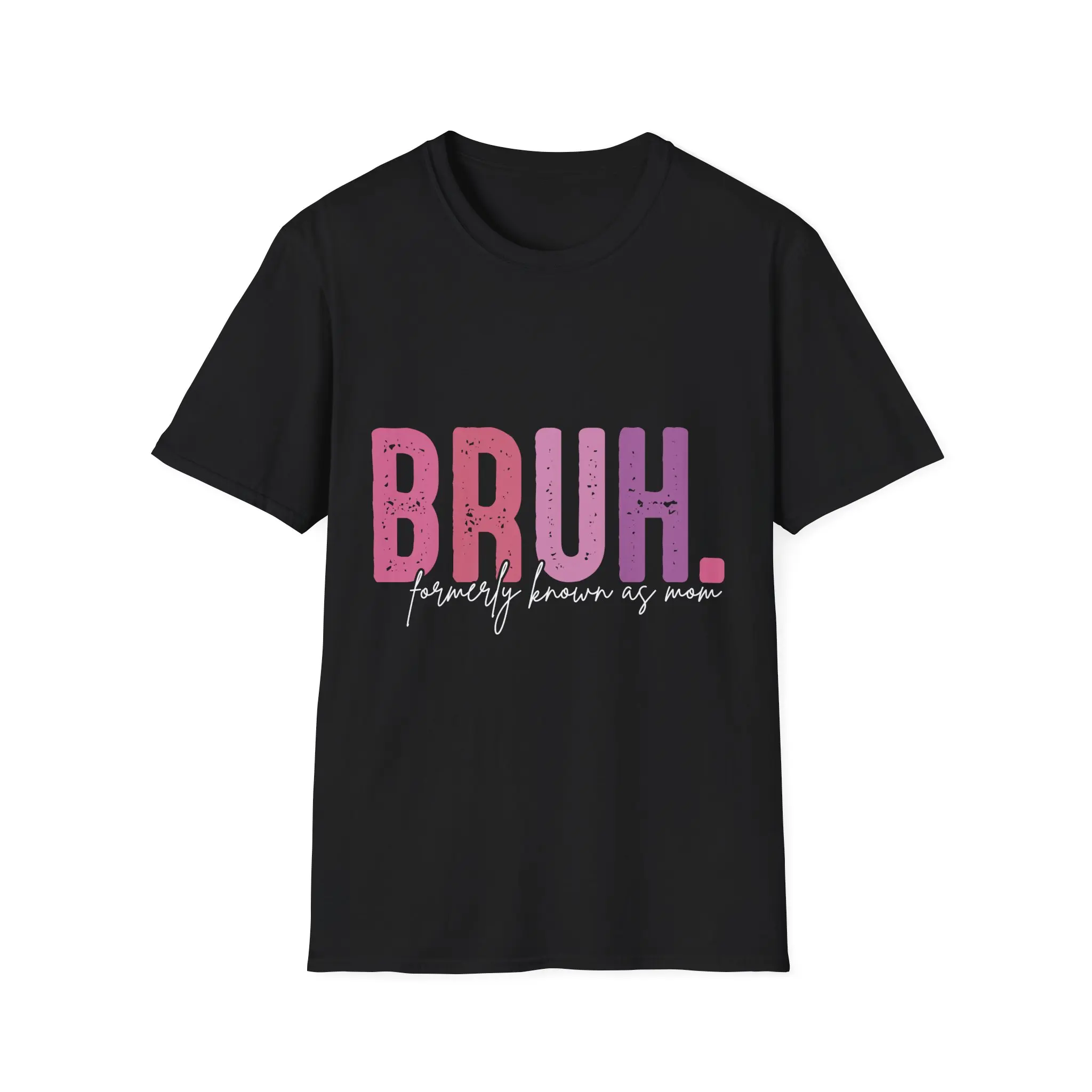 BRUH distressed text T-Shirt | Casual slang tee, pink to purple ombre