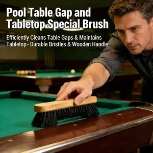 New Premium Billiard Table Rail & Gap Brush – Solid Wood Handle, Durable Nylon Bristles for Cleaning Pool Table Felt, Rails & Hard-to-Reach Gaps, Essential Billiards Accessories for Home & Commercial Use
