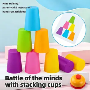 Fast-Paced Stacking Cup Battle - Mind Training Toy with Buzzer for Family & Party Fun,Ideal Gift for Halloween Christmas Thanksgiving Back-To-School Spring Easter Ramadan New Year Birthday Present