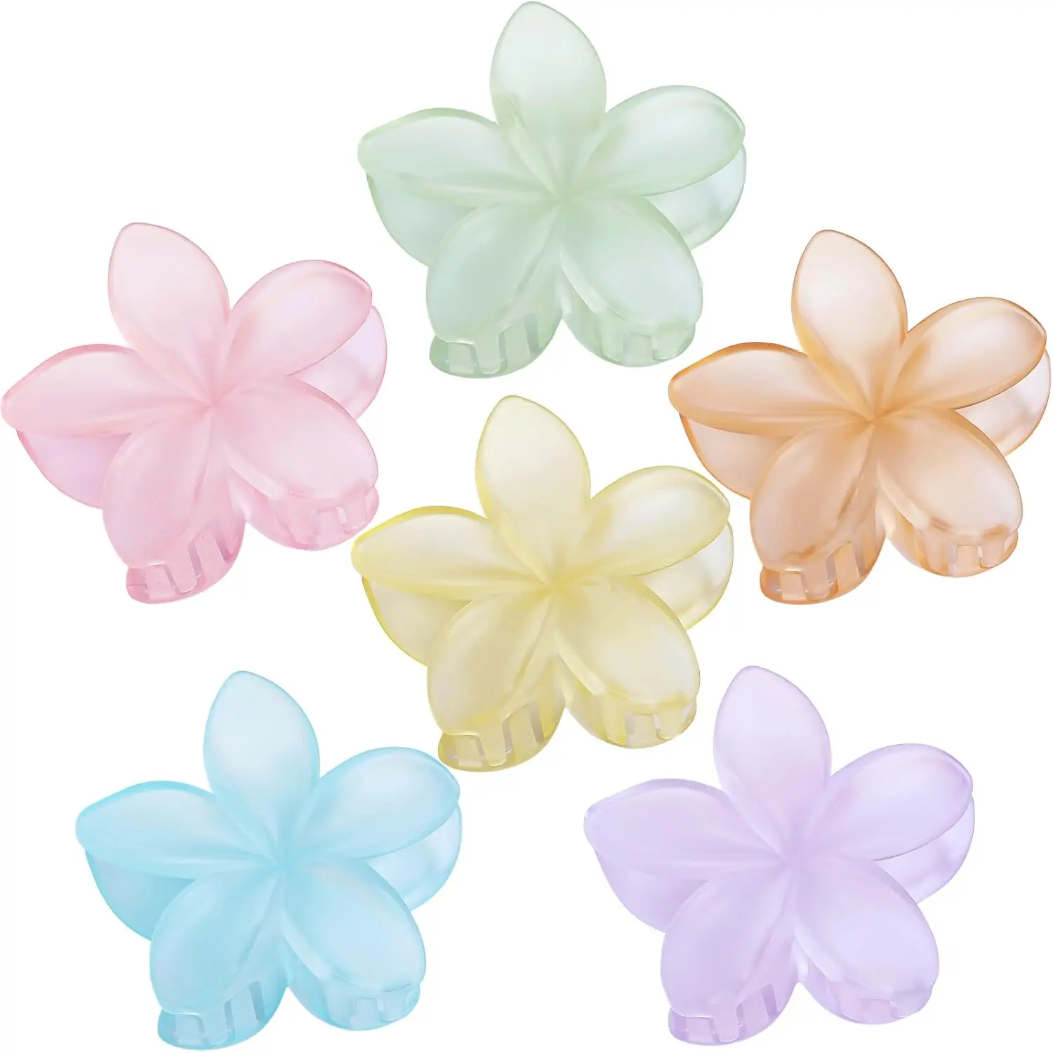 Flower Hair Clips for Women 6 count Hawaiian Large Claw Clips Plumeria Medium Hair Claw Clips for Thick Thin Hair Hibiscus Tropical Beach Hair Accessories for Women Girls and Girls-Ice Cream