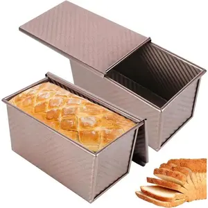 Tin Baking Dish with Lid (2-Pack Bread Pans, Capacity), Sturdy Carbon Steel Oven Baking Tools, Easy Release Bakeware for Homemade Bread Toast Mold