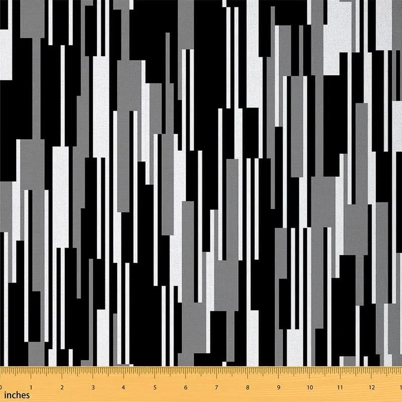 Feelyou Black and White Vertical Stripes Abstract Art Outdoor Upholstery Fabric by the Yd - Tight Weave Woven Textile, Waterproof Colored Synthetic, Fade Resistant Painted, Easy-Clean, DIY-Friendly, Multi-Size Upholstery Project Supplies, Colored Syntheti