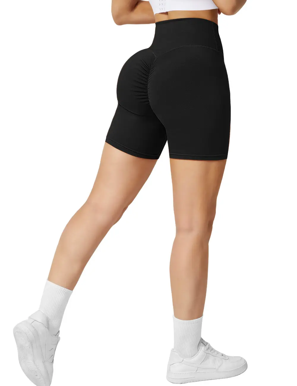 Women Cross Workout Shorts with Pockets 5" Scrunch Butt Lifting Shorts High Waist Yoga Biker A AGROSTE