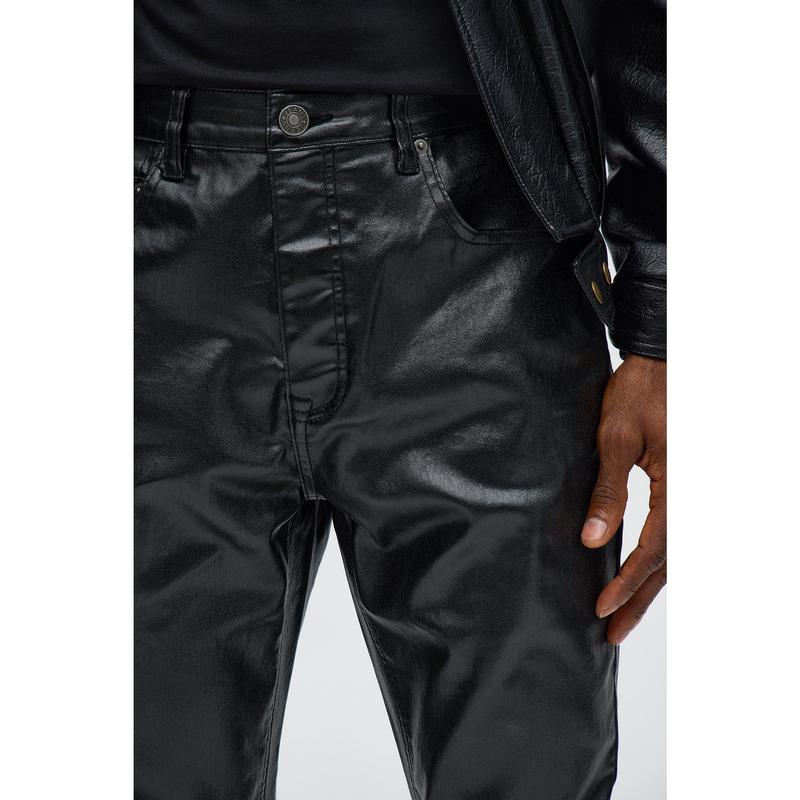 Stacked Skinny High Shine Wax Coated Jean - Black