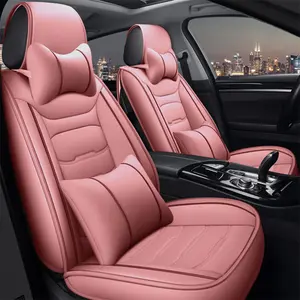 Leather Car Seat Covers Full Set, Universal Fit 5 Seater Auto Seat Protectors, Waterproof Faux Leather Vehicle Seat Cushions for Cars, SUVs, Sedan