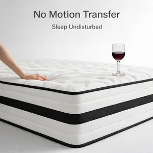 SEEUO 12 Inch Hybrid Mattress in a Box, Memory Foam & Pocket Coils, Medium Firm with Lumbar Support & No Motion Transfer, Twin/Full/Queen/King