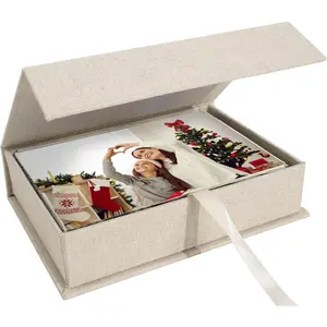 Photo Storage Box 4x6, Linen Photo Box, Memory Box  to Store Your Photo, Pictures, , Scrapbooking Supplies, Keepsakes and  Beige