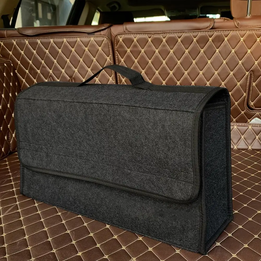 Portable Folding Car Trunk Storage Box with Handle, Large Capacity Car Felt Storage Box, Ultra-light Felt Material Firm and Portable Car Trunk Organiz