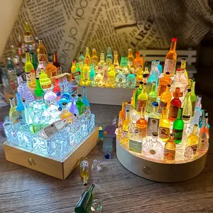 Upgraded Wine Bottle Castle Small Night Lamp, Handmade, Ambience Light Table Decorative Ornaments, Creative for Boyfriend/Girlfriend Gift,Square Wireless Charging Model diy christmas holiday gift