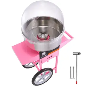 1000W Commercial Electric Candy Floss Maker Cart with Stainless Steel Bowl, Bubble Shield, Sugar Scoop, Drawer – Home Appliances Ideal for Kids Parties, Home Use