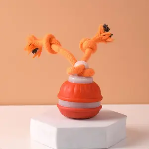 Dog Ball Toys Touch Activated, Rechargeable, Squeaky Dog Toy, Interactive Moving Ball for Pup with Rope for Medium Small Dogs Puppy Dark Red