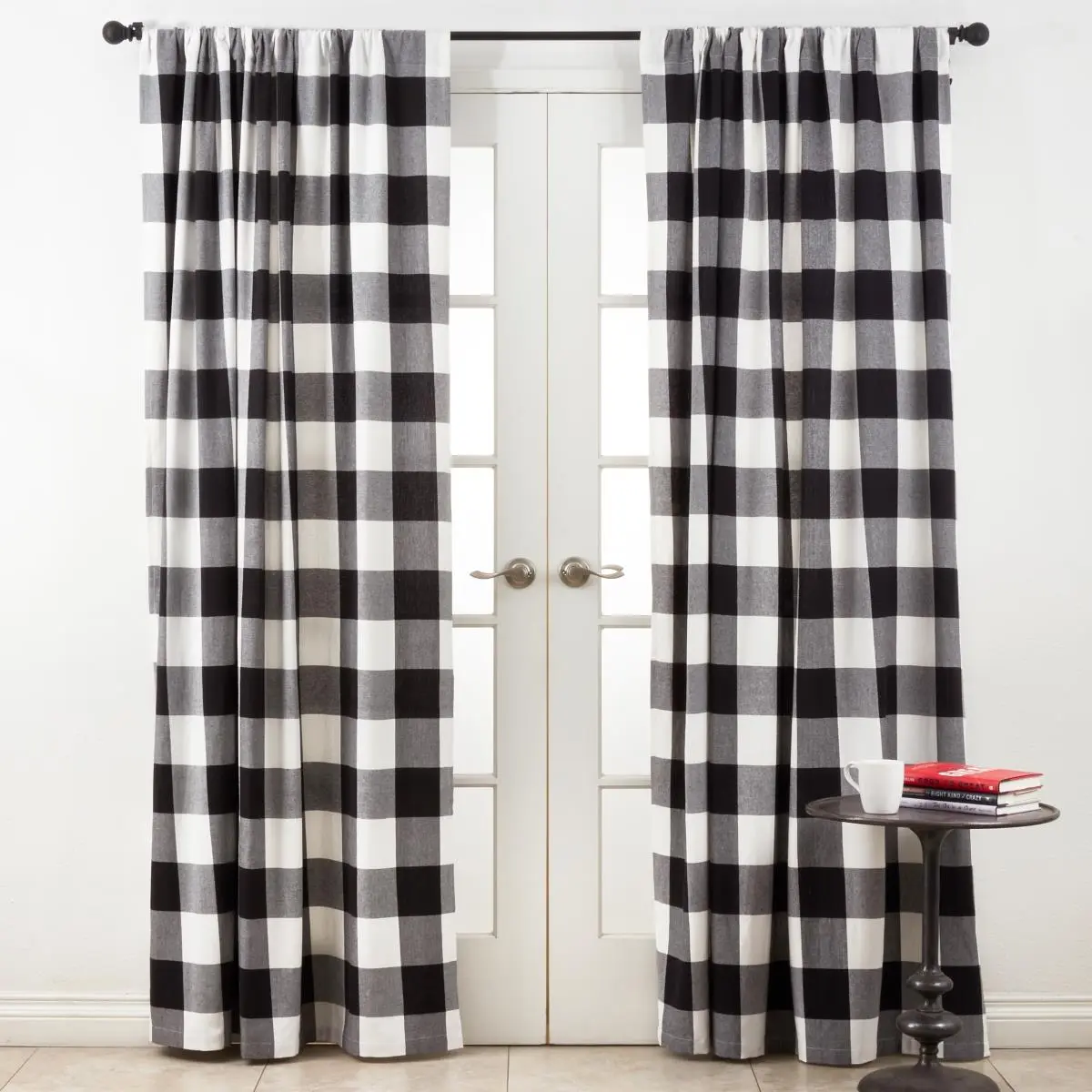 212 MAIN Classic Buffalo Plaid Washable Cotton Window Curtain - Black, 54x84", Baby & Maternity Nursery Decor, Machine Washable, Classic Charm, Cozy Charm, Integrated Decor