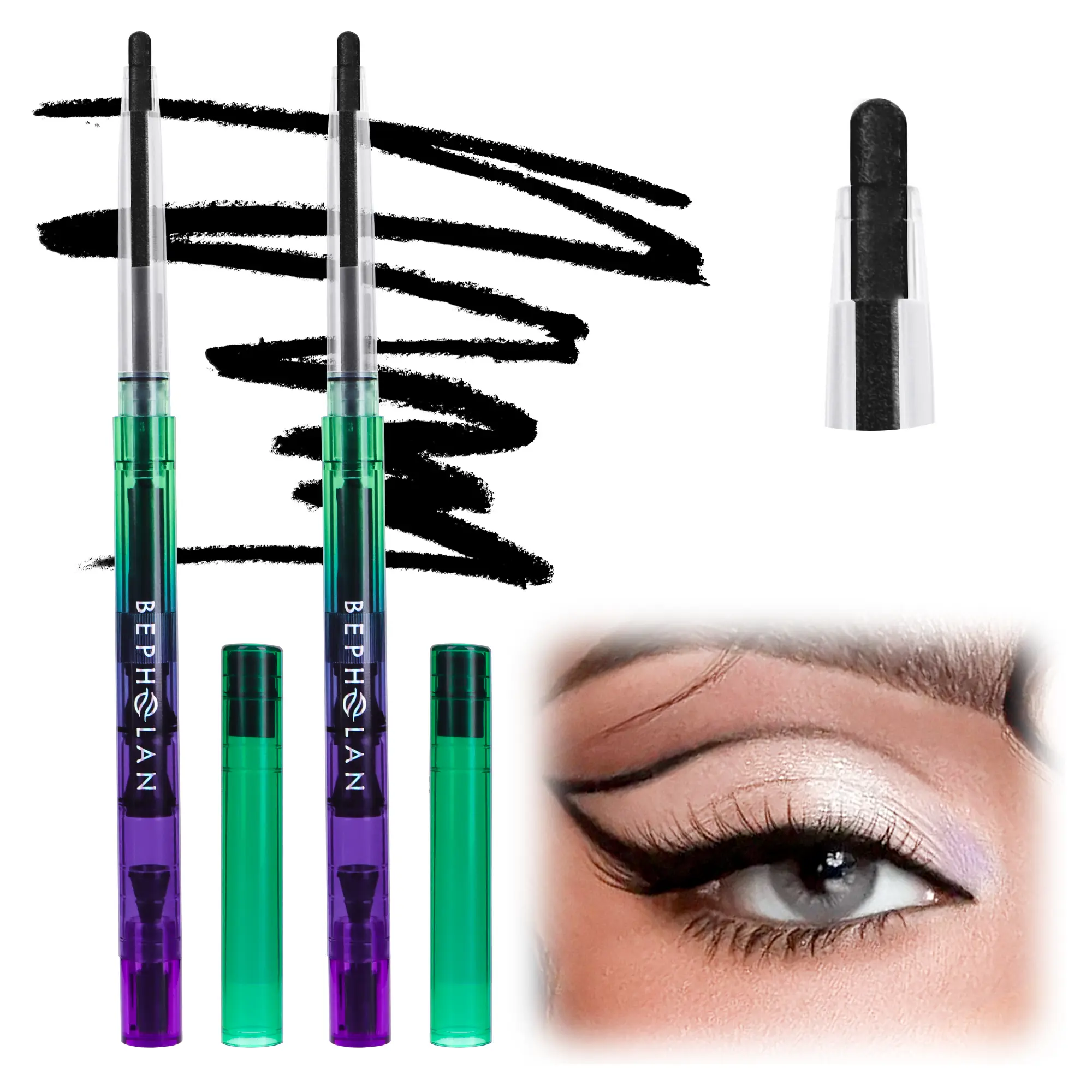 BEPHOLAN Black Eyeliner Waterproof Gel Eyeliner Pencil Waterline Eye Liner Pen for Women Waterproof Smudge Proof Long-lasting