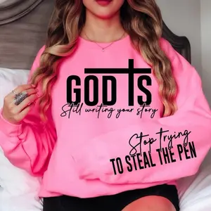 DTF Transfer God is still rewriting your story  also comes with sleeve design. When you order any 7 DTF prints in our shop you get 1 FREE