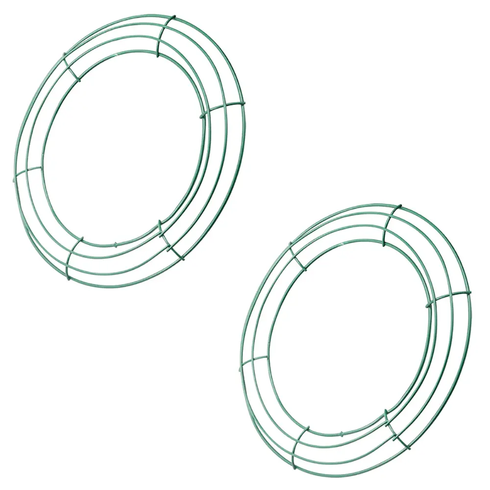14-Inch Green Sturdy Metal Wire Wreath Frames, 2-Pack Round DIY Rings for Christmas, Plants Decoration, Tools & Hardware Home Craft Projects