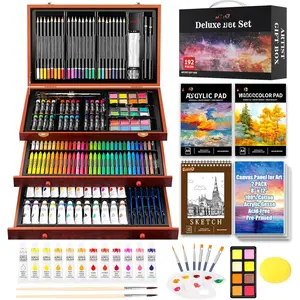 Art Supplies, 192-Pack Deluxe Art Set Drawing Painting Supplies Kit with  Pad, Watercolor Pad, Sketch Book, Canvases,  , Crayons, Pencils, Gifts for Artist Adults Teen