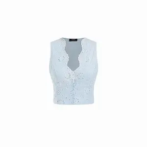 Cider Jacquard V-neck Floral Broderie Anglaise Textured Blouse SwimWeek
