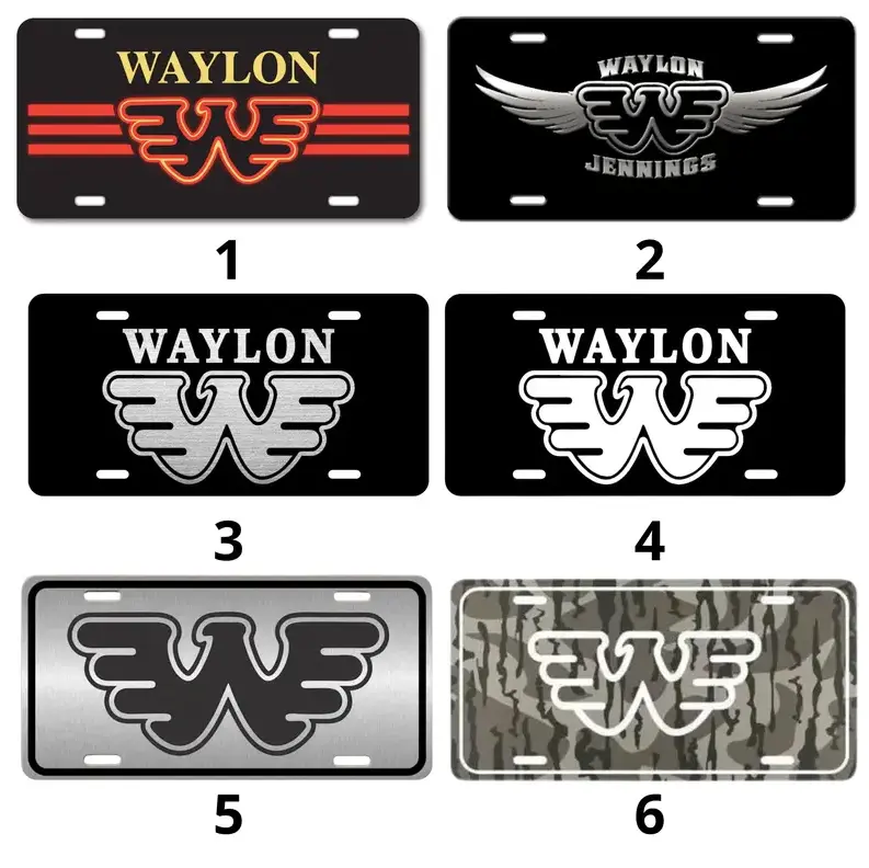 [Waylon Jennings, Classic Country, Outlaw Country, American Flag, Music Legend Vibe] Waylon Jennings Classic Country Flying Aluminum License Plate, 12x6 Front Car Tag, Outlaw Country Music Legend Vehicle Vanity Decor