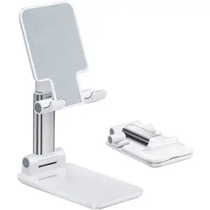 Cell Phone Stand, Angle Height Adjustable Cell Phone Holder with Silicon Pad for Desk Fully Forldable Mobile Phone Holder Compatible with All Mobile Phones, MT-6, (White) Tian Shen Yi Dui