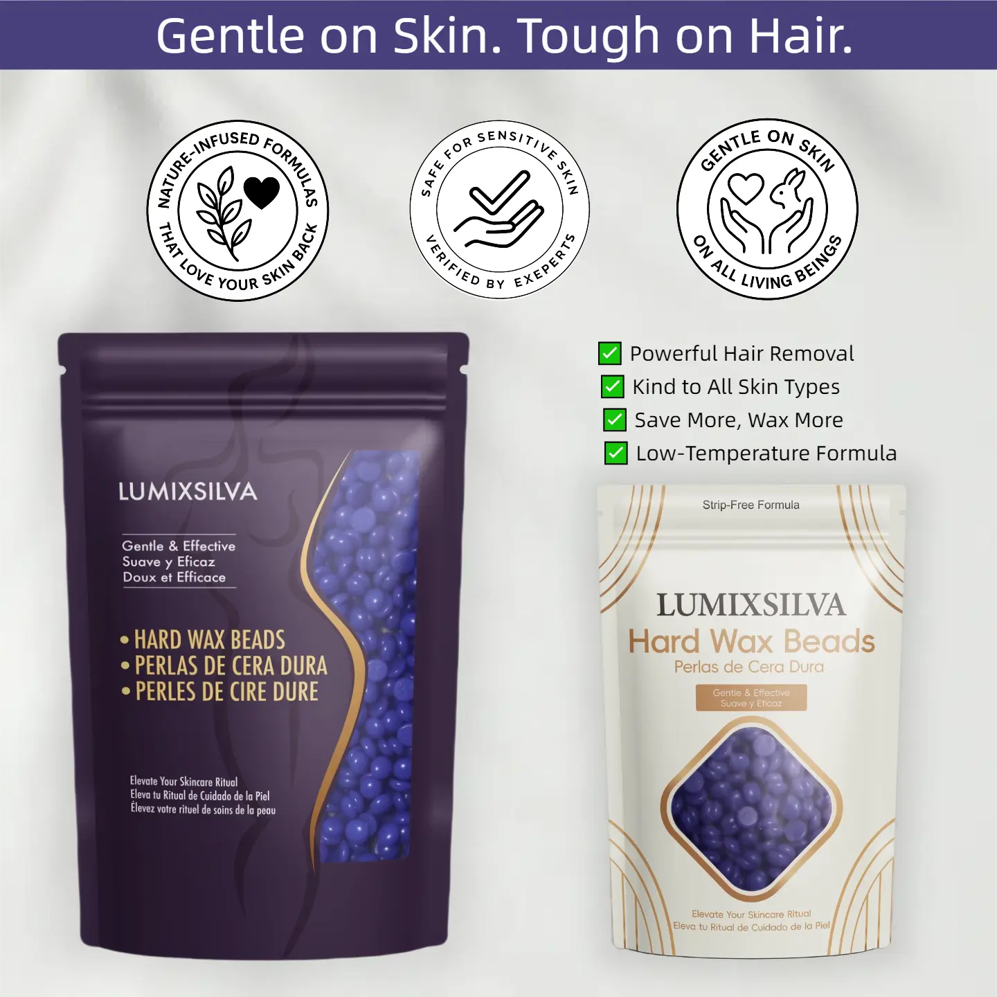 LUMIXSILVA Lavender Scented Premium Hair Removal Wax Beads 300g/450g/1000g Gentle formula suitable for men and women - year-round use on all body areas Face, bikini line, hands, back, underarms, Brazilian waxing
