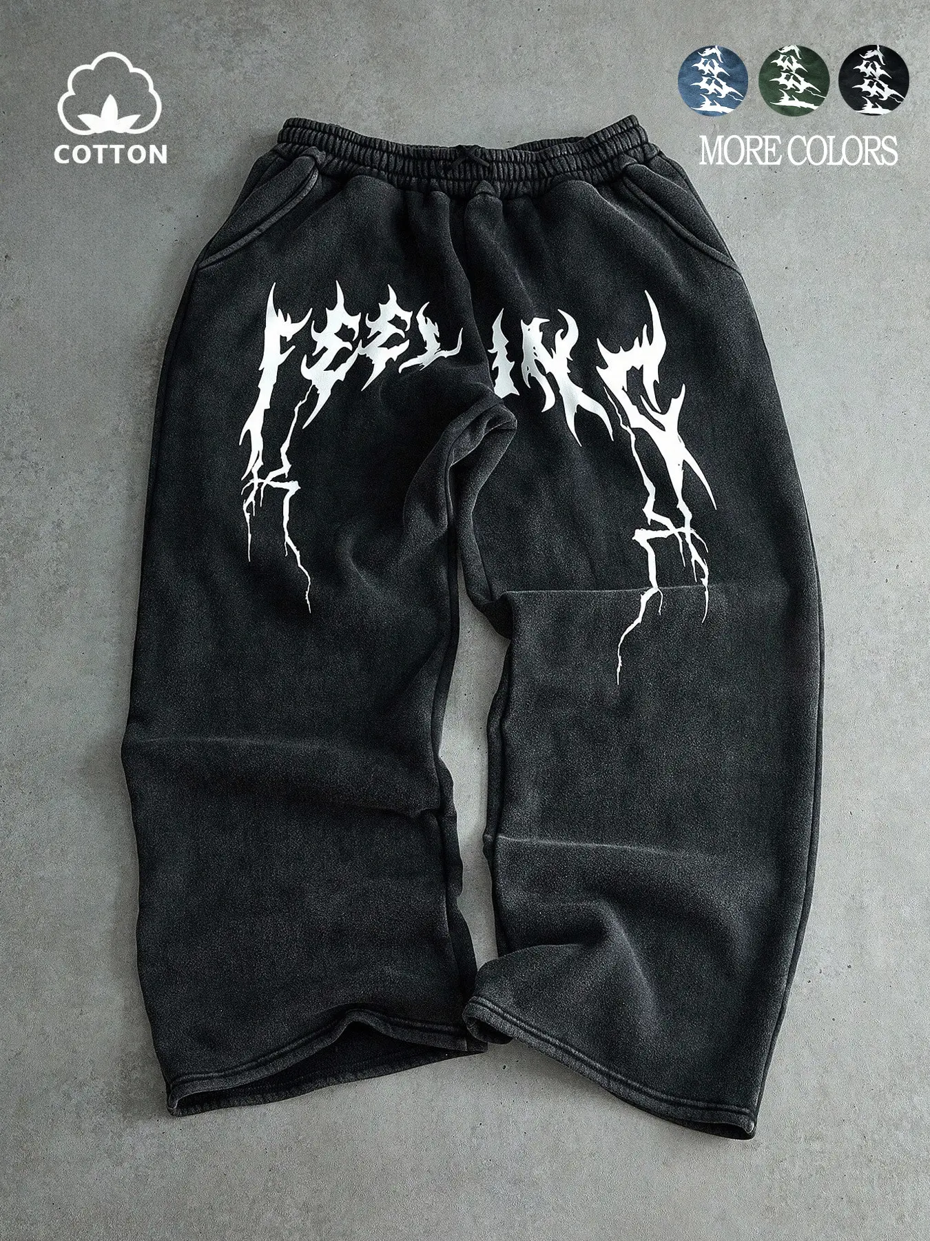 Unisex style, streetwear vibe, Gothic pattern print, wash-and-wear cotton casual pants, Casual sporty trousers for autumn and winter, Y2K fashion, Casual Comfy Sweatpants, Gothic sweatpants