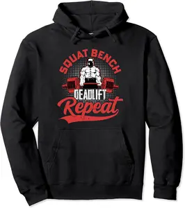 Squat, Bench, Deadlift, Repeat Weight Lifting Training Pullover Hoodie - Jasminean Shop 82B0C6WFRQNT