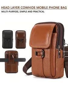 Leather Phone Wallet Belt Bag, Portable Waist Pouch for Outdoor Casual Daily Use, Quick Draw Safety Design, Adult Unisex Accessory, Zipper Belt Bag, Zipper Fanny Pack, Zipper Bum Bag, Waist Bags, Waist Packs