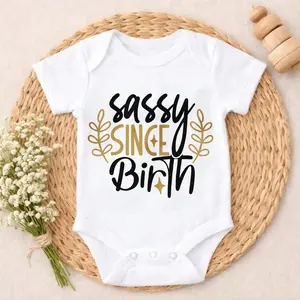 Soft Baby Bodysuit Sassy Since Birth Print 100% Pure Cotton Tag-Free Snap Closure Breathable Lightweight Stretchy Cute Print Perfect For Daily Wear