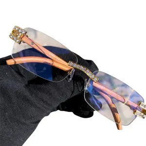 Anti-Blue Lights Sunglasses Clear Lens Glasses Unisex Rectangle Design with Crystal Accents for Men & Women