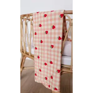 Infant Swaddle in Strawberry Gingham