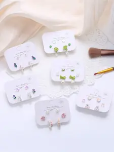 3Pairs of Sweet Girly Multi-Style Stud Earring Set, Pink Heart Butterfly & Flower Earrings, Niche Design Sense Jewelry, Flat Back Earrings