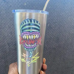 Crunch Monster Tumblr Cups - Metal Design with Colorful Graphics and Ideal for Drinkware Use - Bottle