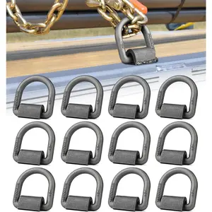Heavy Duty 12,000 lbs Weld On Forged D Ring |   1/2" D-Ring with Welding Clip for Trailers and Trucks |   12 Pack