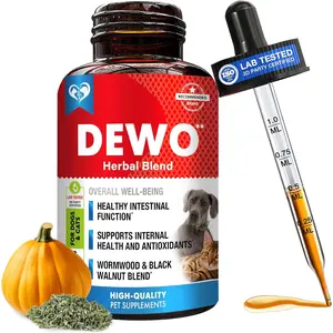 Intestinal Defense for Dogs Puppies & Cats Kitten – Herbal Cleanse with Wormwood Black Walnut Promotes Healthy Gut, Advanced Broad Spectrum Formula for Large Medium and Small Pets