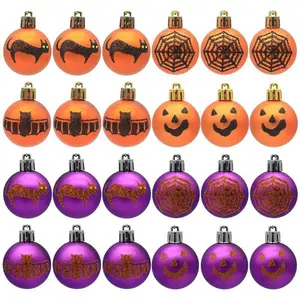 Hanging Ball Ornament, 12pcs/set Mini Painted Pumpkin & Spider Pattern Hanging Ball, Wall Hanging Decoration for Home Party Festival