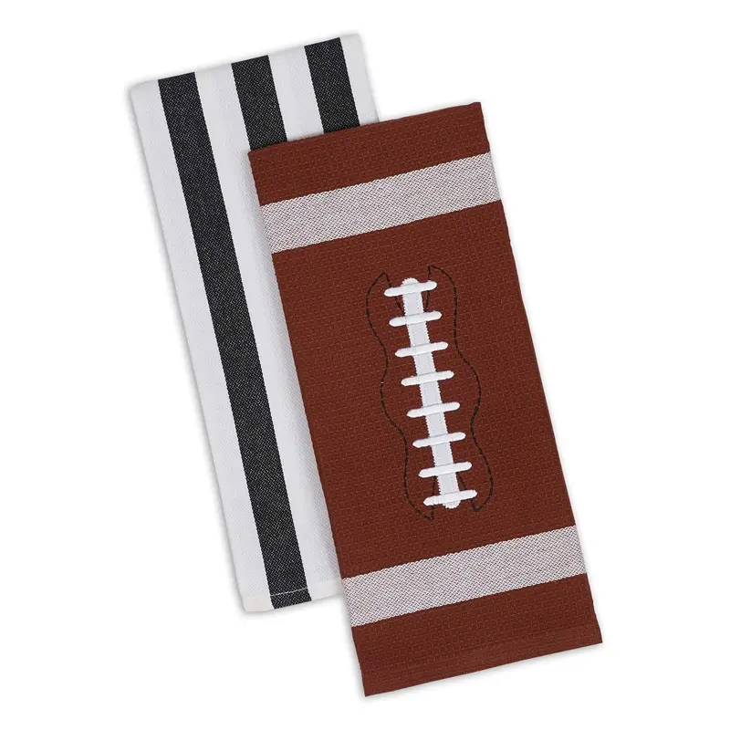 Design Imports Set of 2 Football & Stripes Kitchen Towels