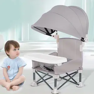 Foldable Baby Travel Booster Seat with Tray, Tip-Free Design, Chair Straps, Portable for Dining Table, Camping, Baby & Maternity Furniture Chair